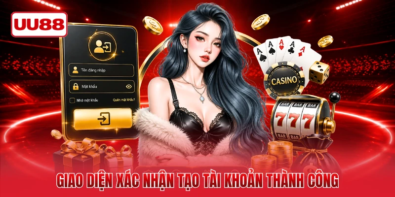 Giao diện xác nhận tạo tài khoản thành công